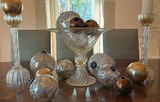 Glass Decorative Bowl, Candle Holders, and Assorted Ornaments - thumbnail 1 of 8