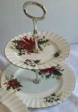 Vintage Holiday Floral Serving Platters, Tiered Stands, Bowls, and Candle Holders - thumbnail 4 of 12