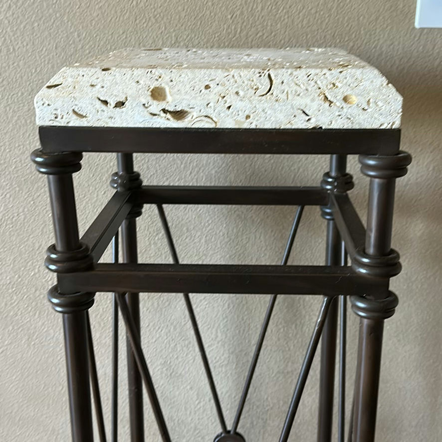 Metal Pedestal Plant Stand with Stone Top - image 2 of 11