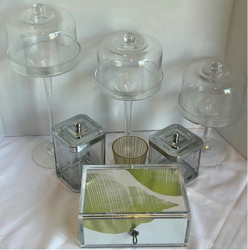 Glass Pedestal Display Stands, Canisters, Decorative Box, and Tumbler - image 1 of 8
