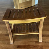 Wooden Slatted Side Table with Lower Shelf - thumbnail 1 of 4
