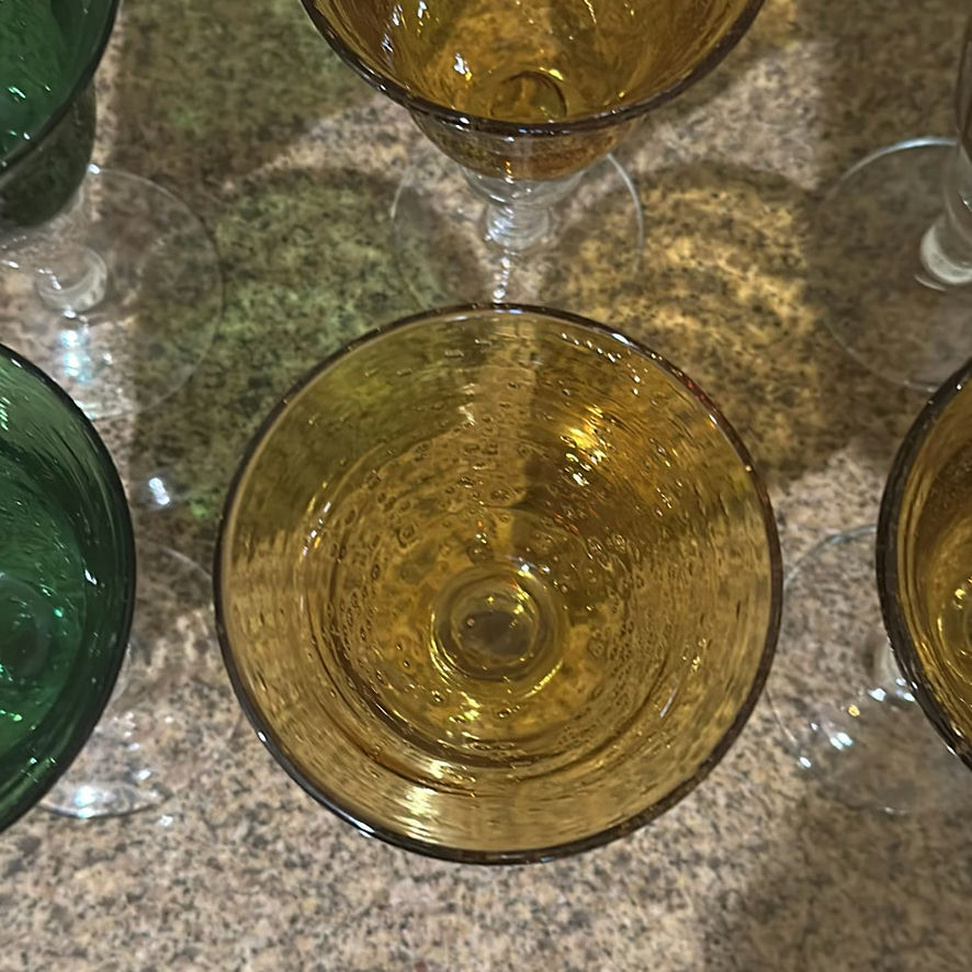Set of Six Colored Stemmed Glass Goblets - image 5 of 7