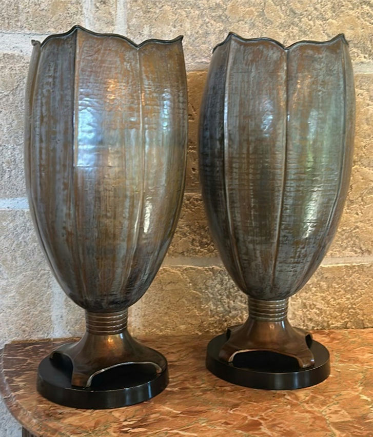 Pair of Decorative Metal Vases - image 3 of 6