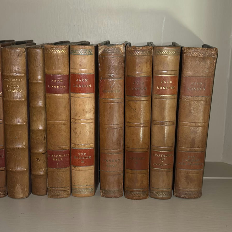 Decorative Leather-Bound Books and Framed Wall Mirror - image 3 of 6