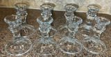 Set of Eight Clear Glass Candlestick Holders - thumbnail 1 of 5