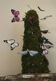 Decorative Wall Shelf with Moss Topiary and Butterfly Accents - thumbnail 6 of 8