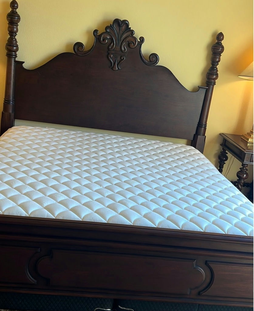 Dark Wood Bed Frame with Mattress - image 1 of 9
