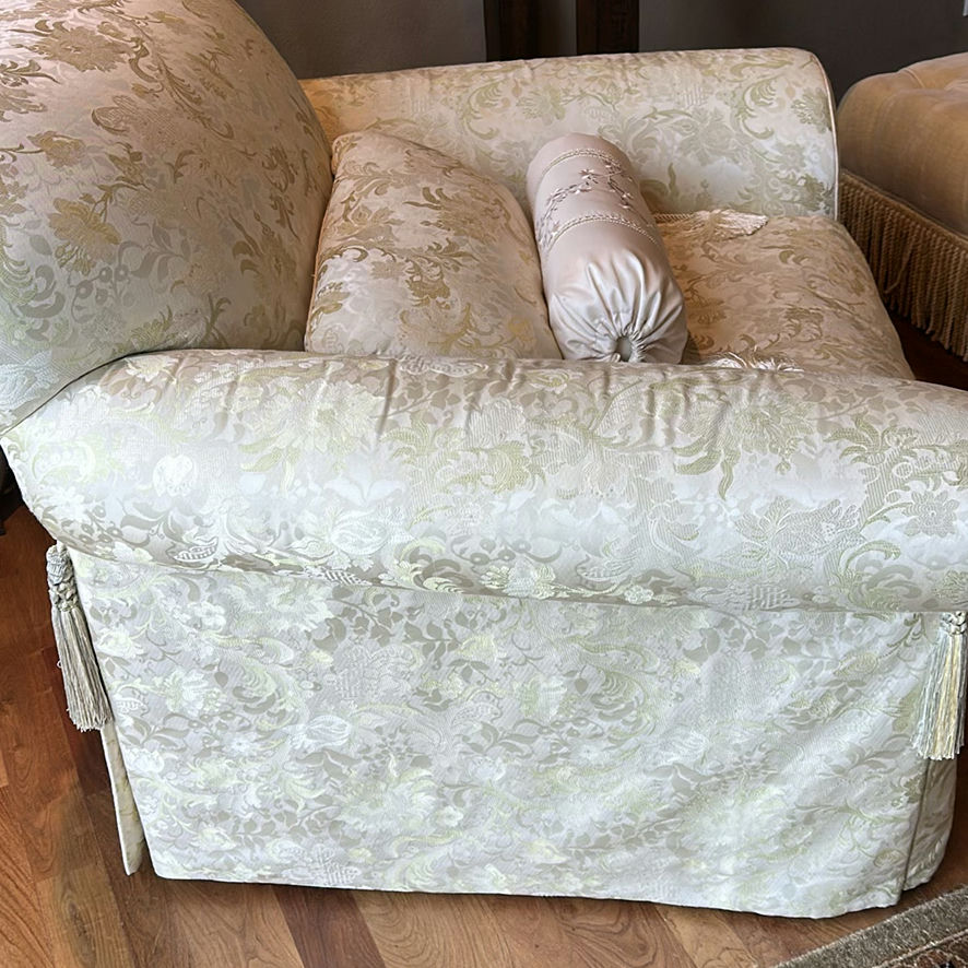 Floral Upholstered Armchair with Decorative Bolster Pillow - image 4 of 6