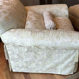 Floral Upholstered Armchair with Decorative Bolster Pillow - thumbnail 4 of 6
