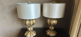 Pair of Table Lamps with White Drum Shades - thumbnail 1 of 6