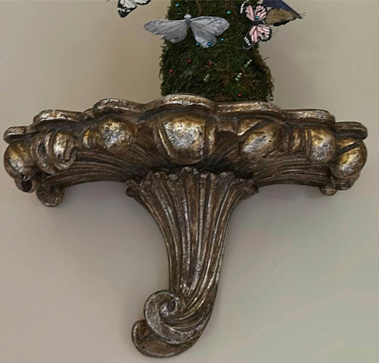 Decorative Wall Shelf with Moss Topiary and Butterfly Accents - image 7 of 8