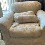 Floral Upholstered Armchair with Decorative Bolster Pillow - thumbnail 2 of 6