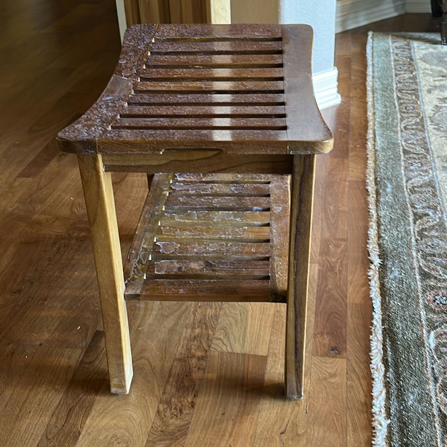 Wooden Slatted Side Table with Lower Shelf - image 4 of 4