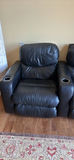Set of Three Black Leather Recliner Chairs - thumbnail 2 of 5
