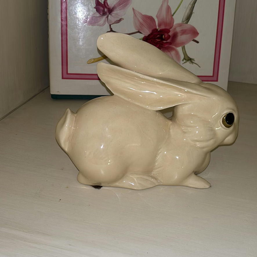 Flower Book, Ceramic Rabbit Figurine, Floral Vase, and Wicker Basket - image 3 of 4