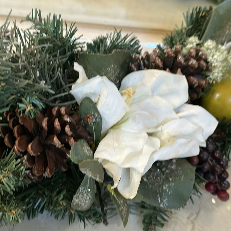 Artificial Holiday Garland with White Flowers and Pinecones - image 5 of 5