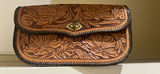 Tooled Leather Floral Clutch Purse and Brown Leather Outfit + snowpants and gloves - thumbnail 2 of 13