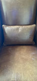 Brown Leather Wingback Armchair with Pillow - thumbnail 7 of 7