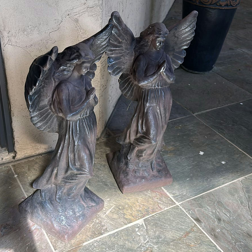 Pair of Angel Statues and Decorative Planter - image 1 of 12