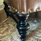 Brown Leather Wingback Armchair with Pillow - thumbnail 3 of 7