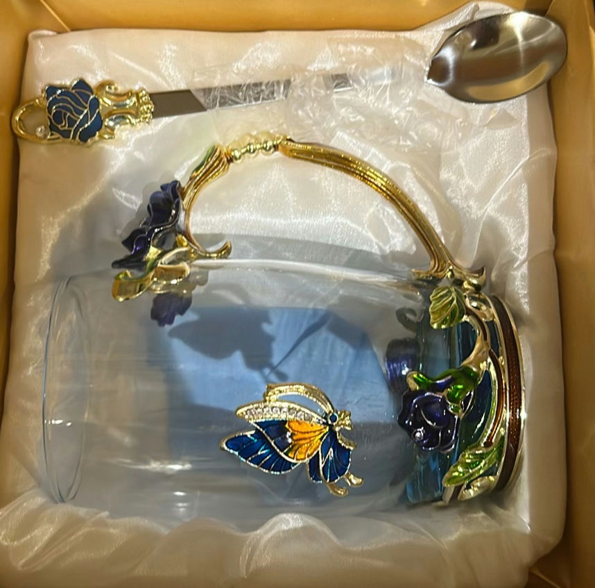 Decorative Glass Tea Cup Set with Spoon and Tea Infuser - image 3 of 7