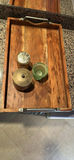 Wooden Tray with Decorative Containers and Candle Holder - thumbnail 1 of 3