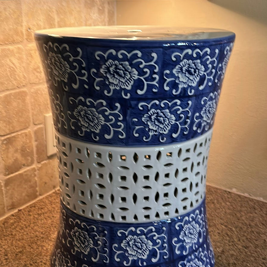 Blue and White Ceramic Garden Stool - image 3 of 4