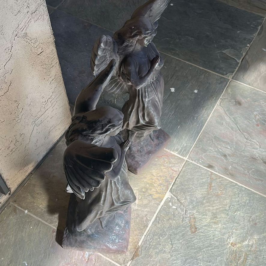 Pair of Angel Statues and Decorative Planter - image 2 of 12