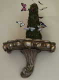 Decorative Wall Shelf with Moss Topiary and Butterfly Accents - thumbnail 5 of 8