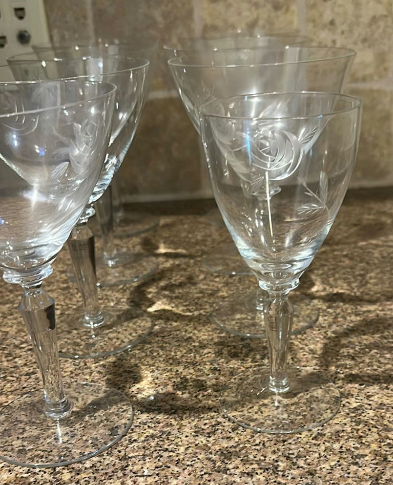 Set of Etched Stemmed Glassware - image 2 of 7
