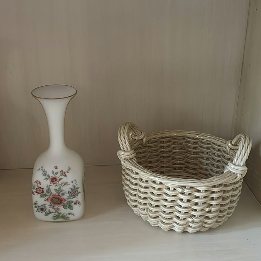 Flower Book, Ceramic Rabbit Figurine, Floral Vase, and Wicker Basket - image 2 of 4