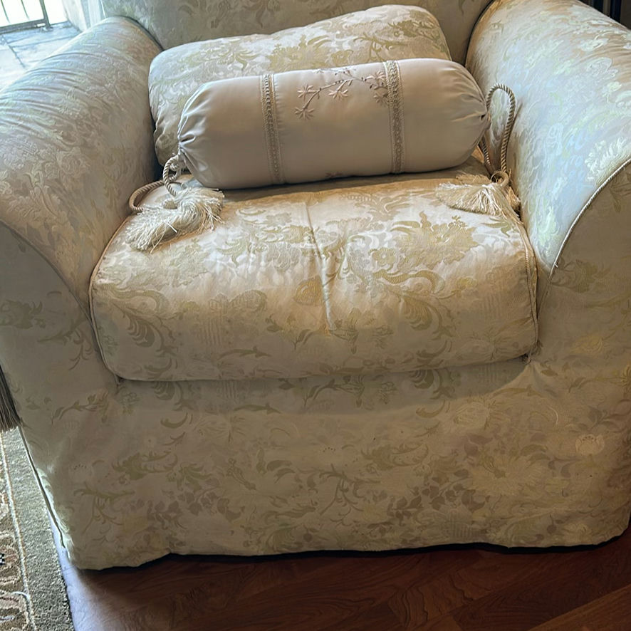 Floral Upholstered Armchair with Decorative Bolster Pillow - image 3 of 6