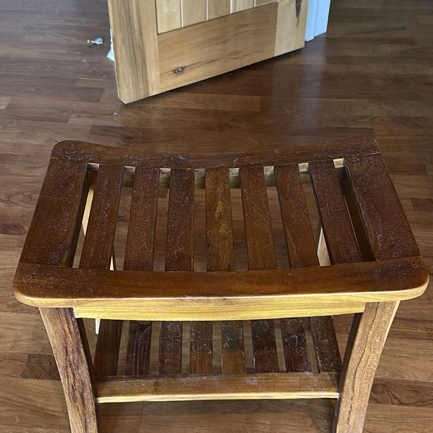 Wooden Slatted Side Table with Lower Shelf - image 2 of 4