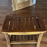 Wooden Slatted Side Table with Lower Shelf - thumbnail 2 of 4