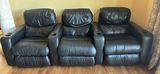Set of Three Black Leather Recliner Chairs - thumbnail 1 of 5