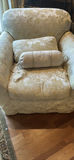 Floral Upholstered Armchair with Decorative Bolster Pillow - thumbnail 1 of 6