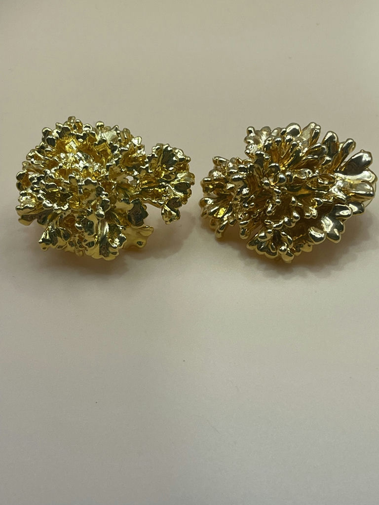 Vintage Brutalist Gold Toned Pierced Earrings - image 2 of 8