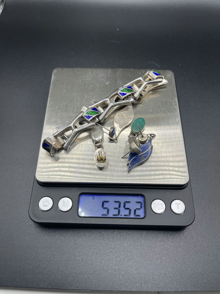 Silver Jewelry Bracelet And Earrings - image 11 of 11