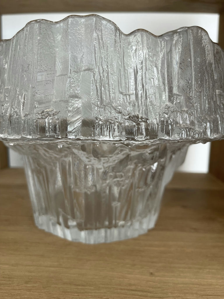 Wirkkala Midcentury Textured Glass Pedestal Bowl - image 3 of 8