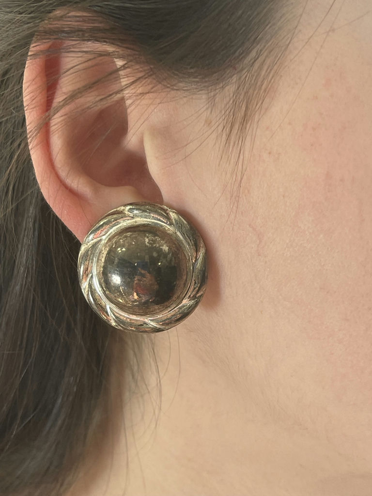 Silver toned clip On Vintage earrings - image 9 of 10