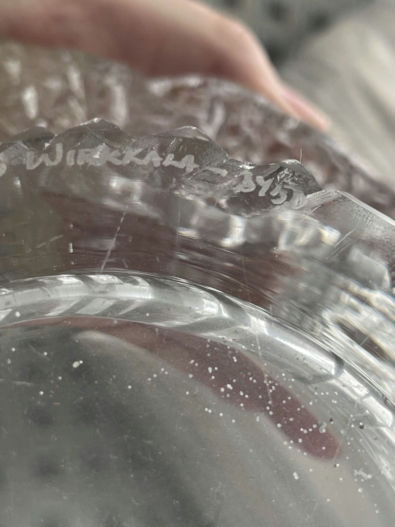 Wirkkala Midcentury Textured Glass Pedestal Bowl - image 7 of 8