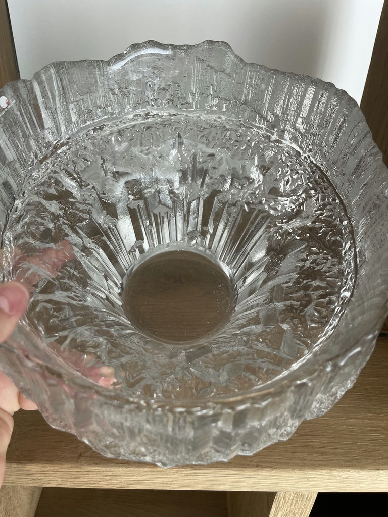 Wirkkala Midcentury Textured Glass Pedestal Bowl - image 2 of 8