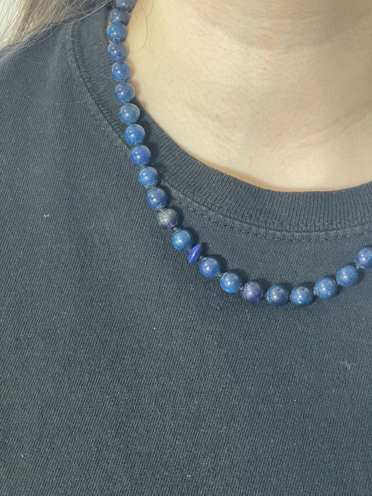 Vintage Lapis lazuli Beaded Necklace - image 8 of 9