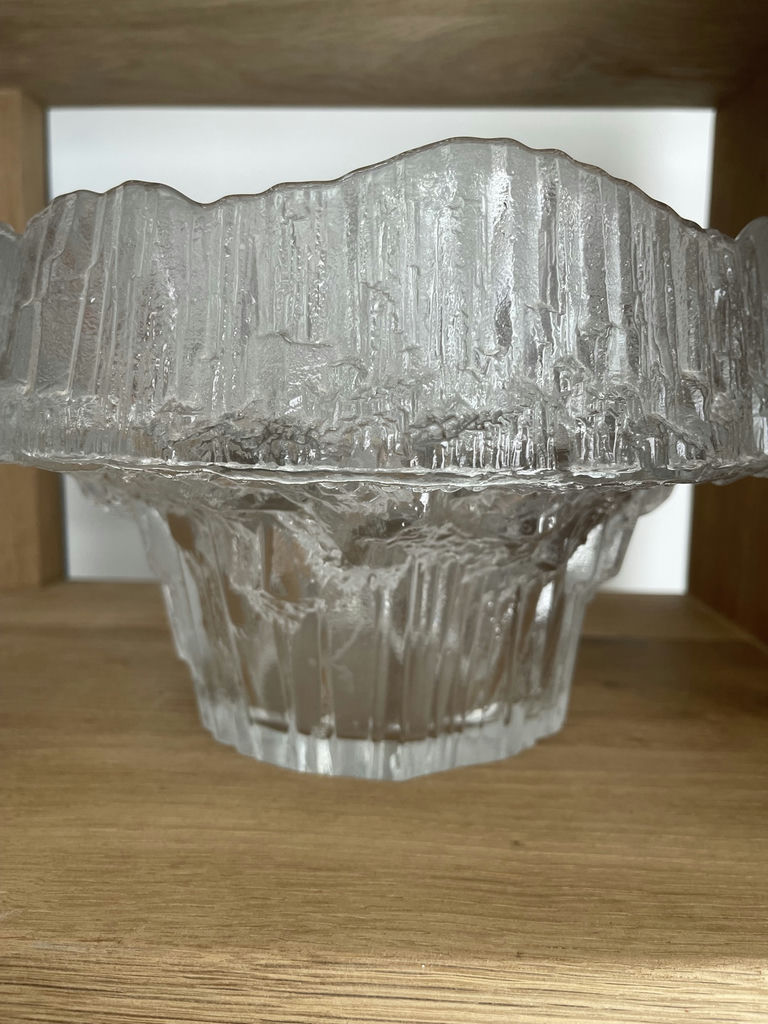 Wirkkala Midcentury Textured Glass Pedestal Bowl - image 4 of 8