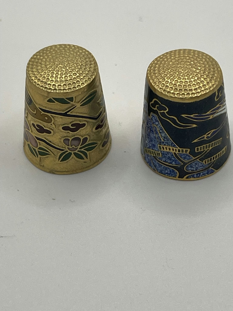 Pair of Decorative Cloisonne Enamel Thimbles - image 4 of 6