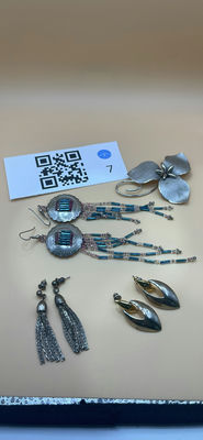 Silver Earrings And Brooch - Image 1 of 8