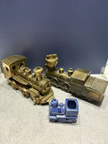 Brass Trains And Toothpick Holder - thumbnail 1 of 15