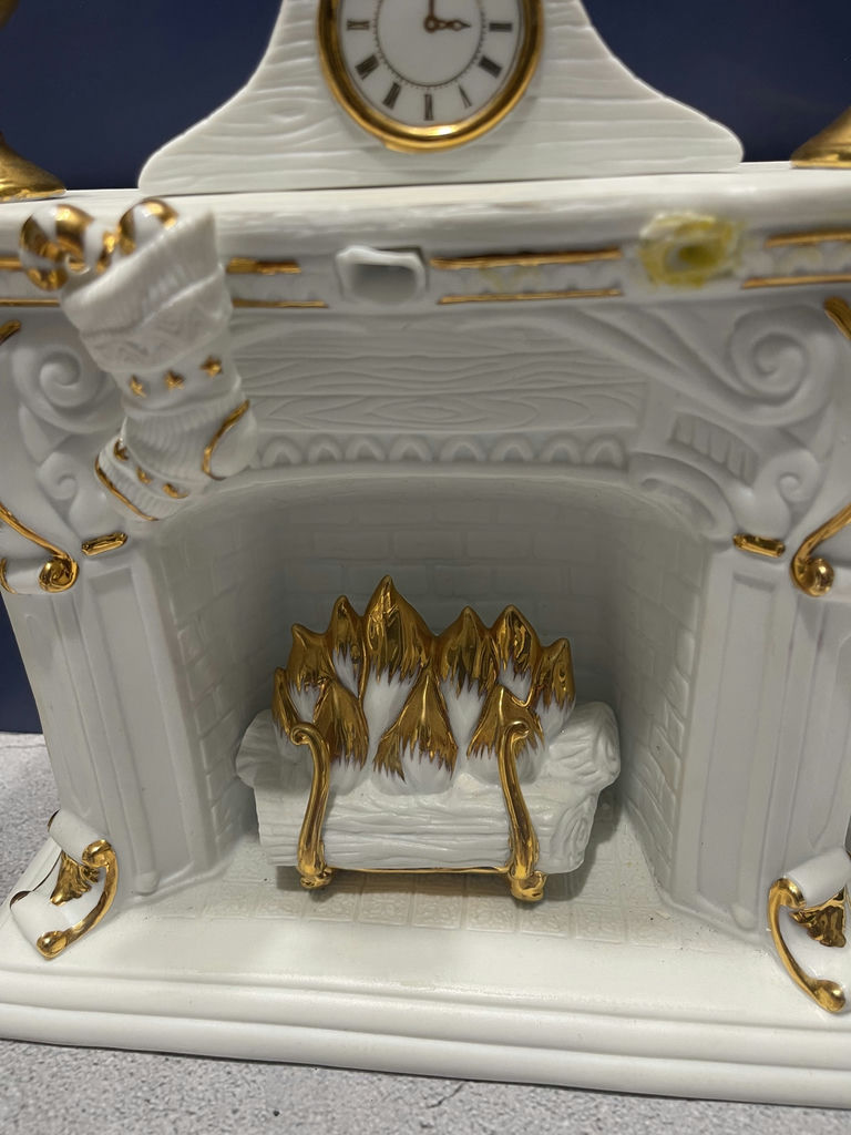 White and Gold Santa Figurine with Fireplace and Armchair Decor Set - image 12 of 13