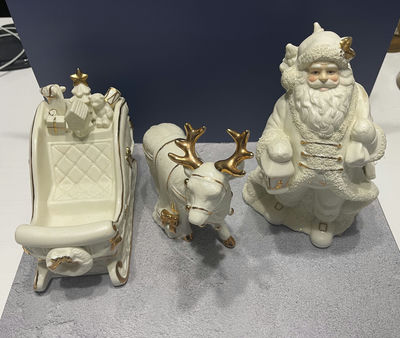 Santa Claus, Reindeer, and Sleigh Figurines - Image 1 of 12
