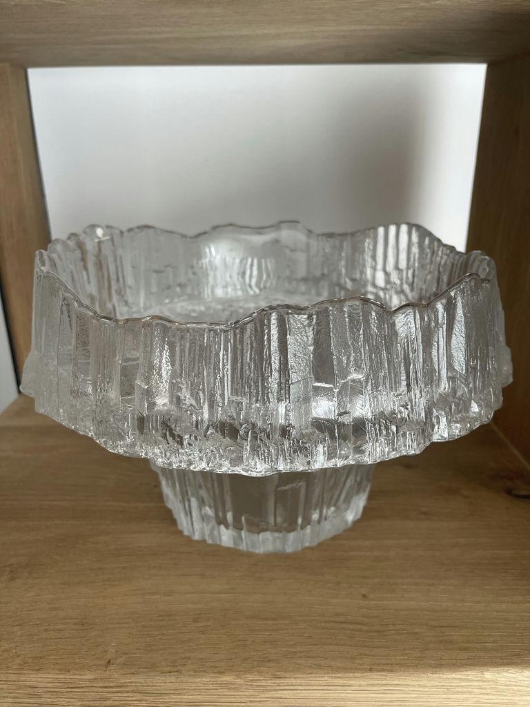 Wirkkala Midcentury Textured Glass Pedestal Bowl - image 1 of 8
